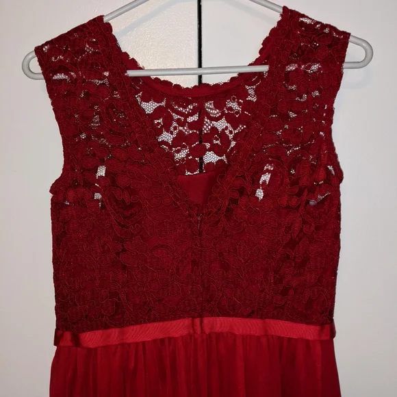 Apple Lace & Mesh Davids Bridal Bridesmaid Dress, Size 6 - Picture 4 of 6